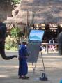 絵を描く象