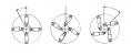 シリンダ伸縮の回転運動への変換の図