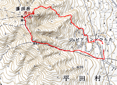 蓬田岳ルート図
