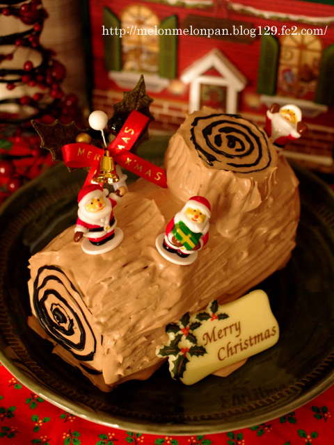 ダブルチョコレートパウンドで簡単ブッシュドノエル クリスマスケーキ めろんカフェ