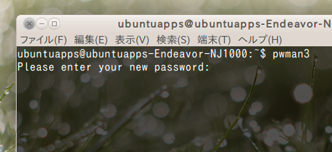Pwman3 Ubuntu パスワードマネージャ マスターパスワードの入力